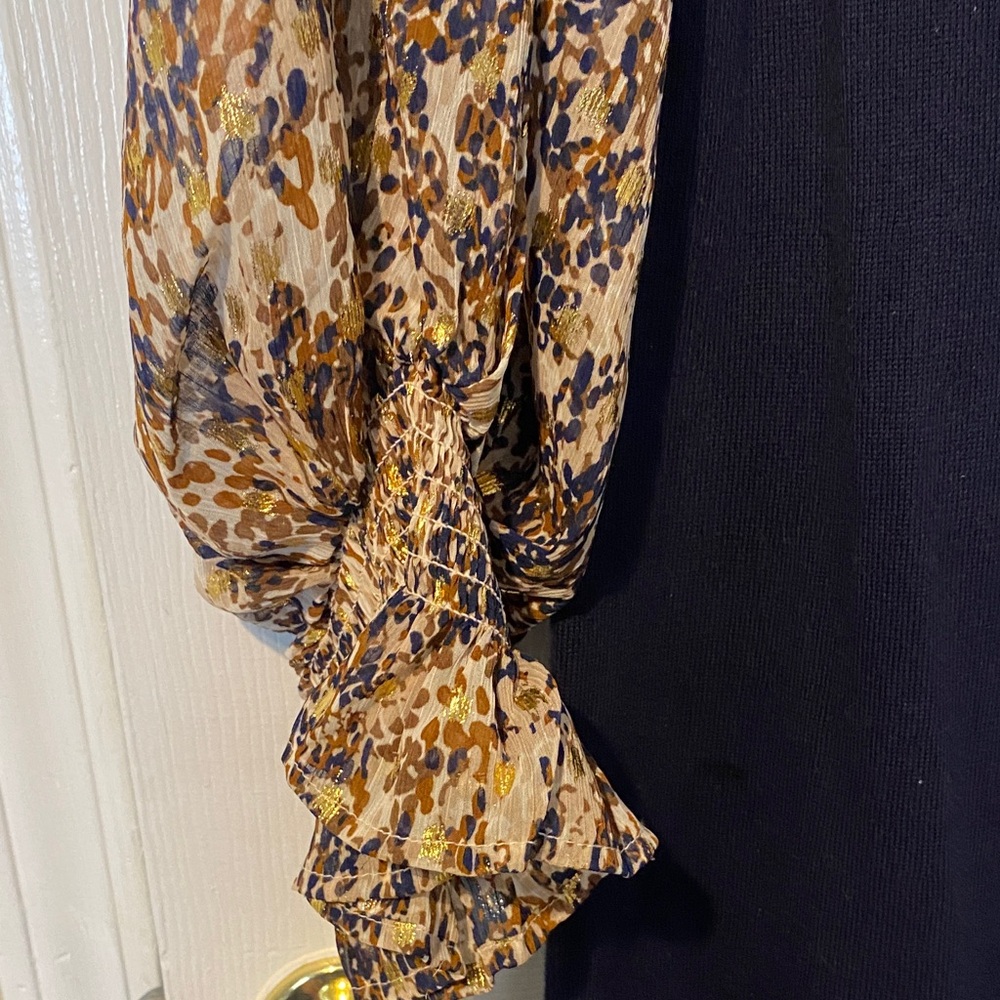 MSK Navy Dress with Patterned Sleeves - Picture 3 of 5